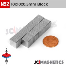10mm x 10mm x 0.5mm N52 Thin Square Block Rare Earth Neodymium Magnet 10x10x0.5mm