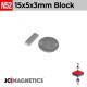 15mm x 5mm x 3mm N52 Thin Block Rare Earth Neodymium Magnet 15x5x3mm
