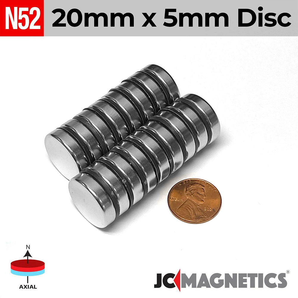 20mm X 5mm N52 neodymium magnets round discs 25/32in x 3/16in