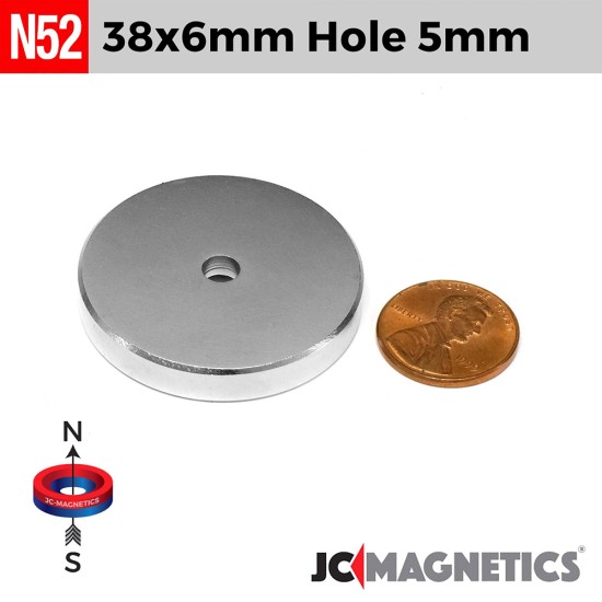 38mm x 6mm x Hole 5mm N52 Countersunk Rare Earth Neodymium Magnet Rings 38x6mm H5mm