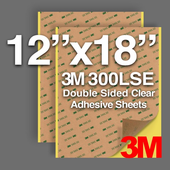 Sheets 12"x18" 3M 300LSE 9495LE Double Sided Transparent Clear Adhesive