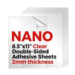 Nano Double-Sided Adhesive 8.5"x11" Clear Transparent Sheets - 2mm Thickness | Strong Reusable Bonding Solution