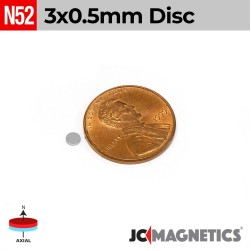 100pcs 3mm x 0.5mm 1/8in x 1/64in N52 Thin Discs Rare Earth Neodymium Magnets 3x0.5mm