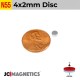 4mm x 2mm 5/32" x 5/64" N55 Rare Earth Neodymium Magnet Discs 4x2mm