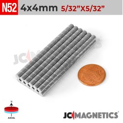 4mm x 4mm 5/32in x 5/32in N52 Discs Cylinder Rare Earth Neodymium Magnet 4x4mm