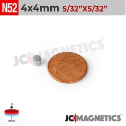 4mm x 4mm 5/32in x 5/32in N52 Discs Cylinder Rare Earth Neodymium Magnet 4x4mm