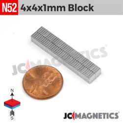 100pcs 4mm x 4mm x 1mm 5/32" x 5/32" x 1/32" N52 Thin Square Blocks Rare Earth Neodymium Magnets 4x4x1mm