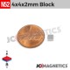 4mm x 4mm x 2mm N52 Square Block Rare Earth Neodymium Magnet 4x4x2mm