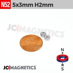 5mm x 3mm Hole 2mm N52 Countersunk Ring Rare Earth Neodymium Magnet 5x3mm H2mm