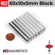 60mm x 10mm x 5mm N52 Block Rare Earth Neodymium Magnet 60x10x5mm