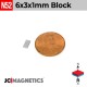 6mm x 3mm x 1mm N52 Thin Rare Earth Neodymium Magnet Block 6x3x1mm