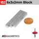 6mm x 3mm x 2mm N52 Rare Earth Neodymium Magnet Block 6x3x2mm