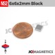 6mm x 6mm x 2mm N52 Square Block Rare Earth Neodymium Magnet 6x6x2mm