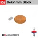 8mm x 4mm x 1mm N52 Thin Rare Earth Neodymium Magnet Block 8x4x1mm