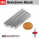 8mm x 4mm x 2mm N52 Rare Earth Neodymium Magnet Block 8x4x2mm