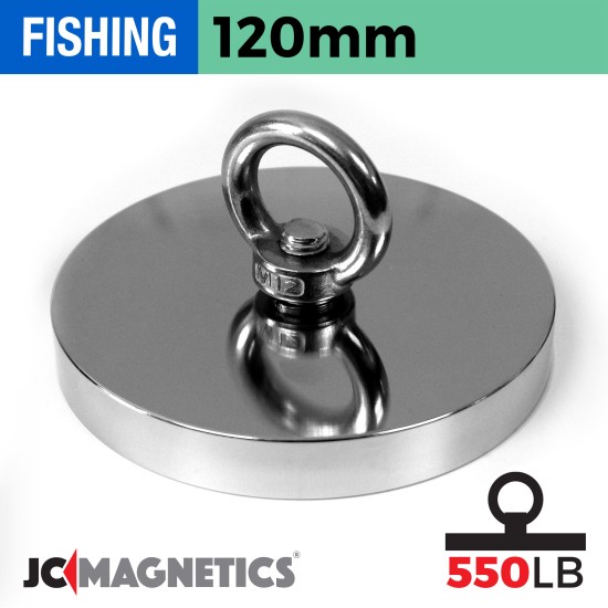 120mm x 18mm 550LB Fishing Magnet Kit - N38 Neodymium, 66ft Rope & Case