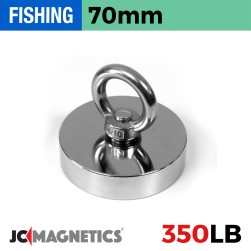 70mm x 17mm 350LB Fishing Magnet Kit - N38 Neodymium, 66ft Rope & Case