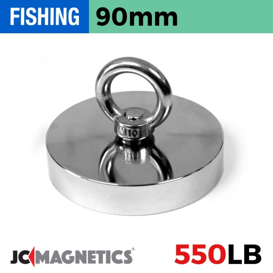 90mm x 18mm 550LB Fishing Magnet Kit - N38 Neodymium, 66ft Rope & Case 90mm x 18mm 550LB Fishing Magnet Kit - N38 Neodymium, 66ft Rope & Case
