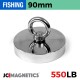 90mm x 18mm 550LB Fishing Magnet Kit - N38 Neodymium, 66ft Rope & Case 90mm x 18mm 550LB Fishing Magnet Kit - N38 Neodymium, 66ft Rope & Case