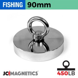 90mm x 18mm 450LB Fishing Magnet Kit - N38 Neodymium, 66ft Rope & Case