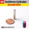 5mm x 25mm N52 Diametric Cylinder - 13/64" x 63/64" Rare Earth Neodymium Magnet 5x25mm