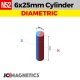 6mm x 25mm N52 Diametric Cylinder - 15/64" x 63/64" Rare Earth Neodymium Magnet 6x25mm 6mm x 25mm N52 Diametric Cylinder - 15/64" x 63/64" Rare Earth Neodymium Magnet 6x25mm