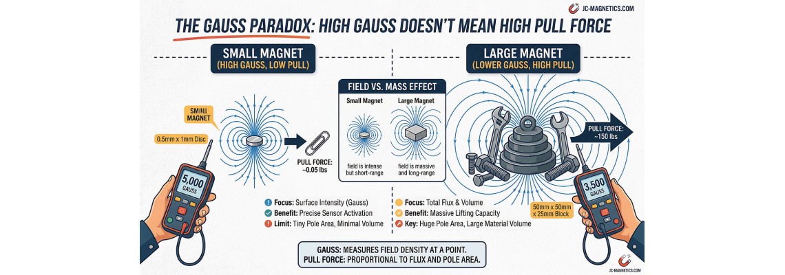 The Gauss Paradox: Why High Magnetic Field Strength Doesn't Always Mean More Pull Force?