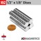 1/2in x 1/8in N52 Rare Earth Neodymium Magnet Discs
