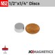 1/2in x 1/4in N52 Rare Earth Neodymium Magnet Discs