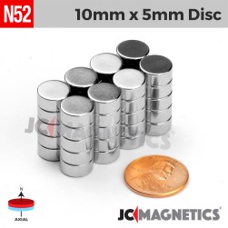 10mm x 5mm 25/64in x 13/64in N52 Discs Rare Earth Neodymium Magnet 10x5mm