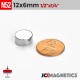 12mm x 6mm N52 Discs Rare Earth Neodymium Magnet 12x6mm