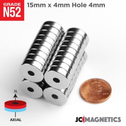 15mm x 4mm x Hole 4mm N52 Ring Rare Earth Neodymium Magnet 15x4mm H4mm