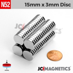 15mm x 3mm 19/32in x 1/8in N52 Discs Rare Earth Neodymium Magnet 15x3mm
