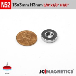 25pcs 15mm x 3mm x Hole 3mm N52 Countersunk Ring Rare Earth Neodymium Magnet N or S poles 15x3mm H3mm