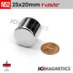 25mm x 20mm 63/64in x 25/32in N52 Disc Cylinder Rare Earth Neodymium Magnet 25x20mm