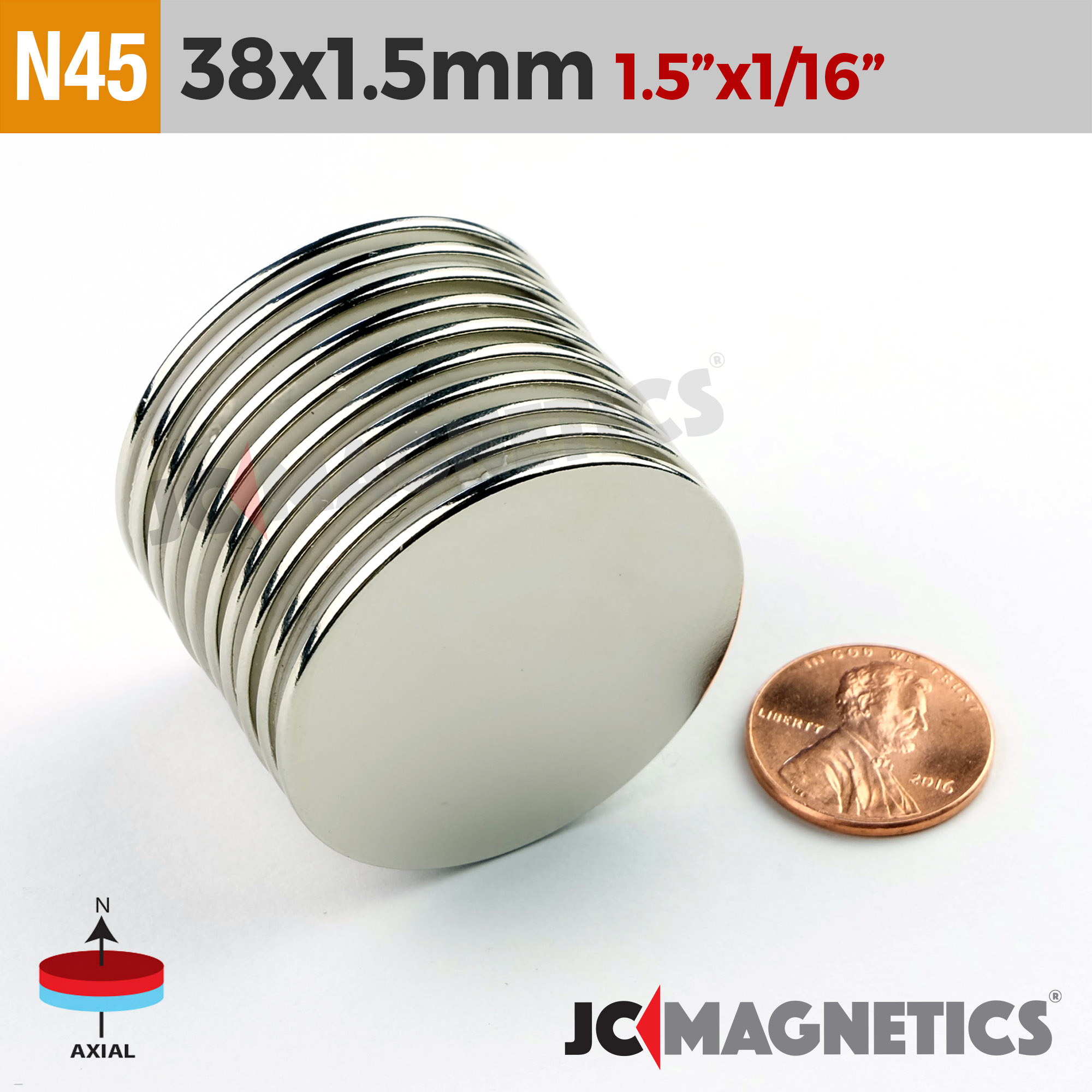 First4magnets F325-5 8 mm diameter x 30 mm dikke N42 neodymium magneten