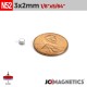 3mm x 2mm 1/8in x 5/64in N52 Disc Rare Earth Neodymium Magnets 3x2mm