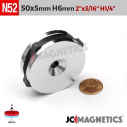 50mm x 5mm x Hole 6mm N52 Countersunk Ring Rare Earth Neodymium Magnet 50x5mm H6mm
