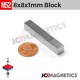 8mm x 8mm x 1mm N52 Thin Square Block Rare Earth Neodymium Magnet 8x8x1mm
