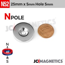 25mm x 5mm x Hole 5mm N52 Countersunk Ring Rare Earth Neodymium Magnet 25x5mm H5mm 25mm x 5mm x Hole 5mm N52 Countersunk Ring Rare Earth Neodymium Magnet 25x5mm H5mm