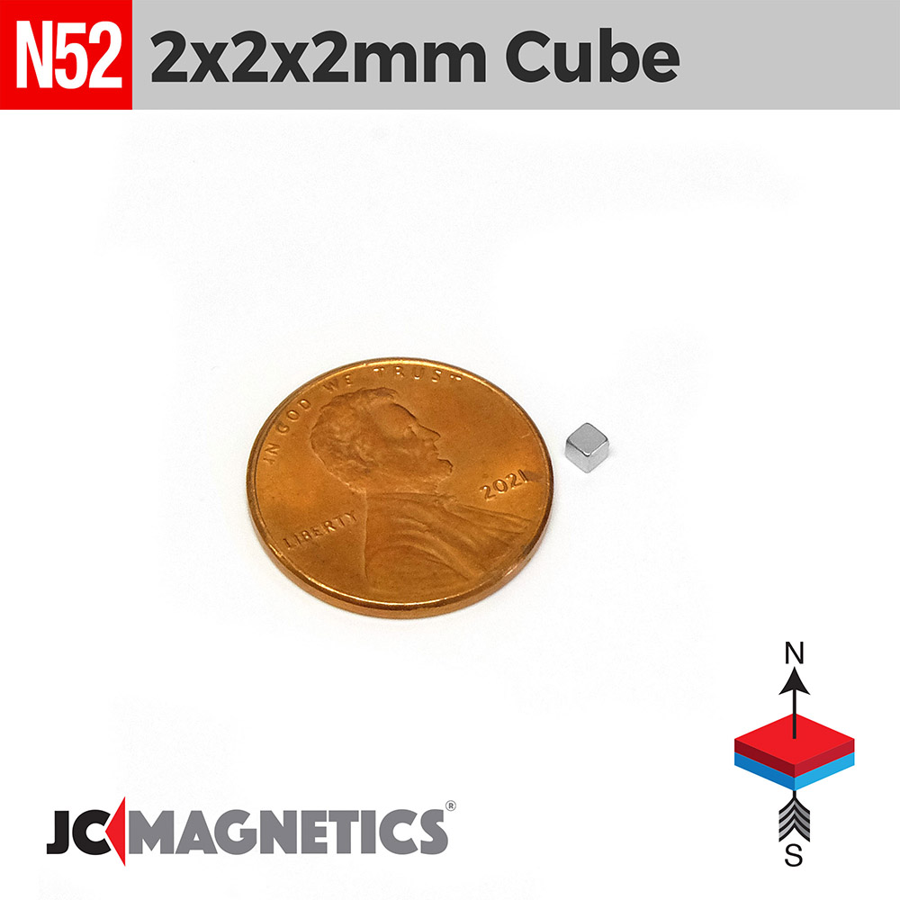 2mm x 2mm x 2mm N52 teningur Neodymium segull kubbar 2x2x2mm - smámynd 2
