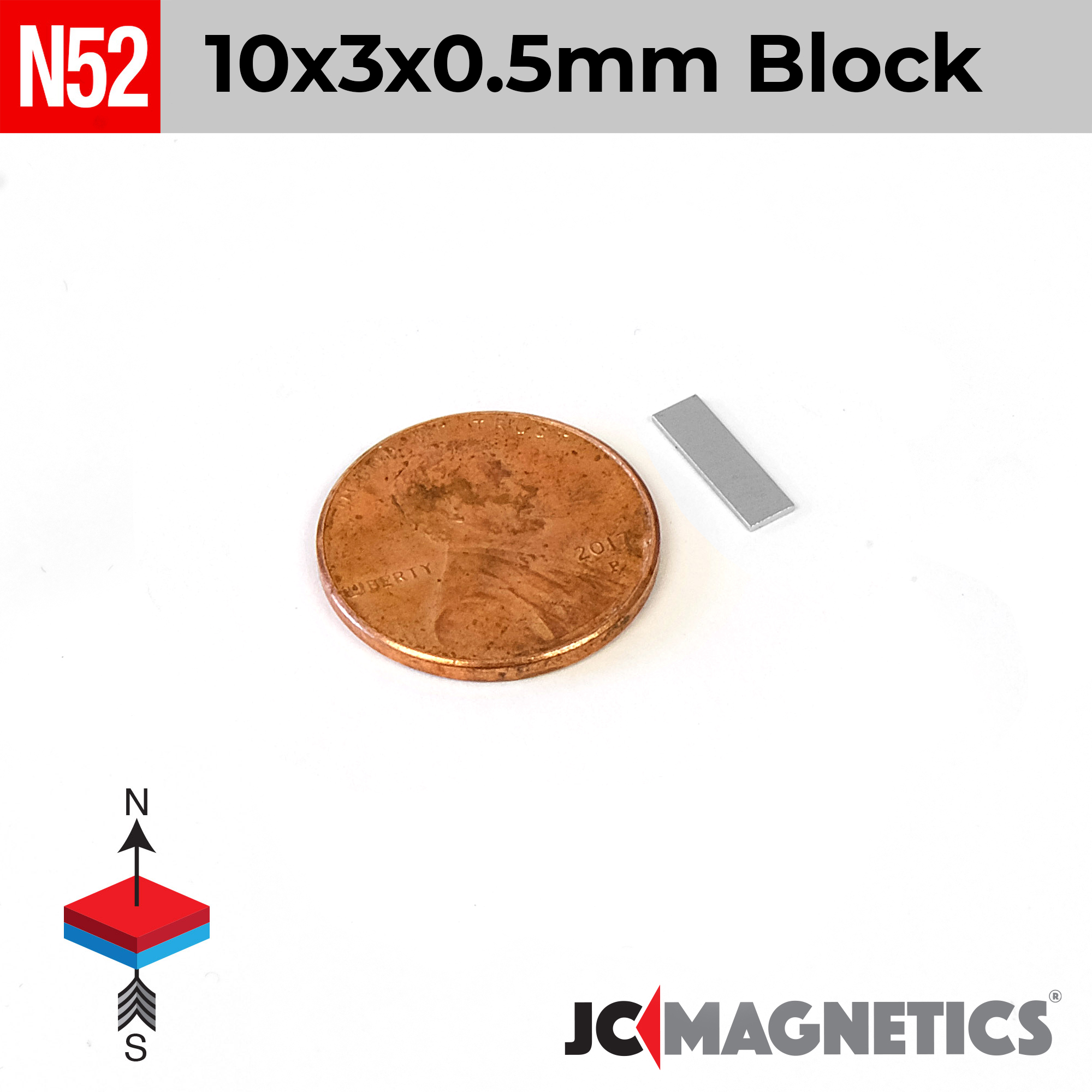 10mm x 3mm x 0.5mm N52 kubbur Neodymium segull 10x3x0.5mm - smámynd 2