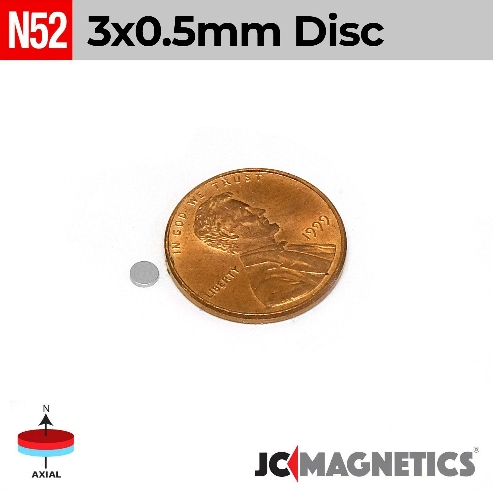 100pcs 3mm x 0.5mm 1/8in x 1/64in N52 Þunnt diskur Neodymium segulls 3x0.5mm - smámynd 2