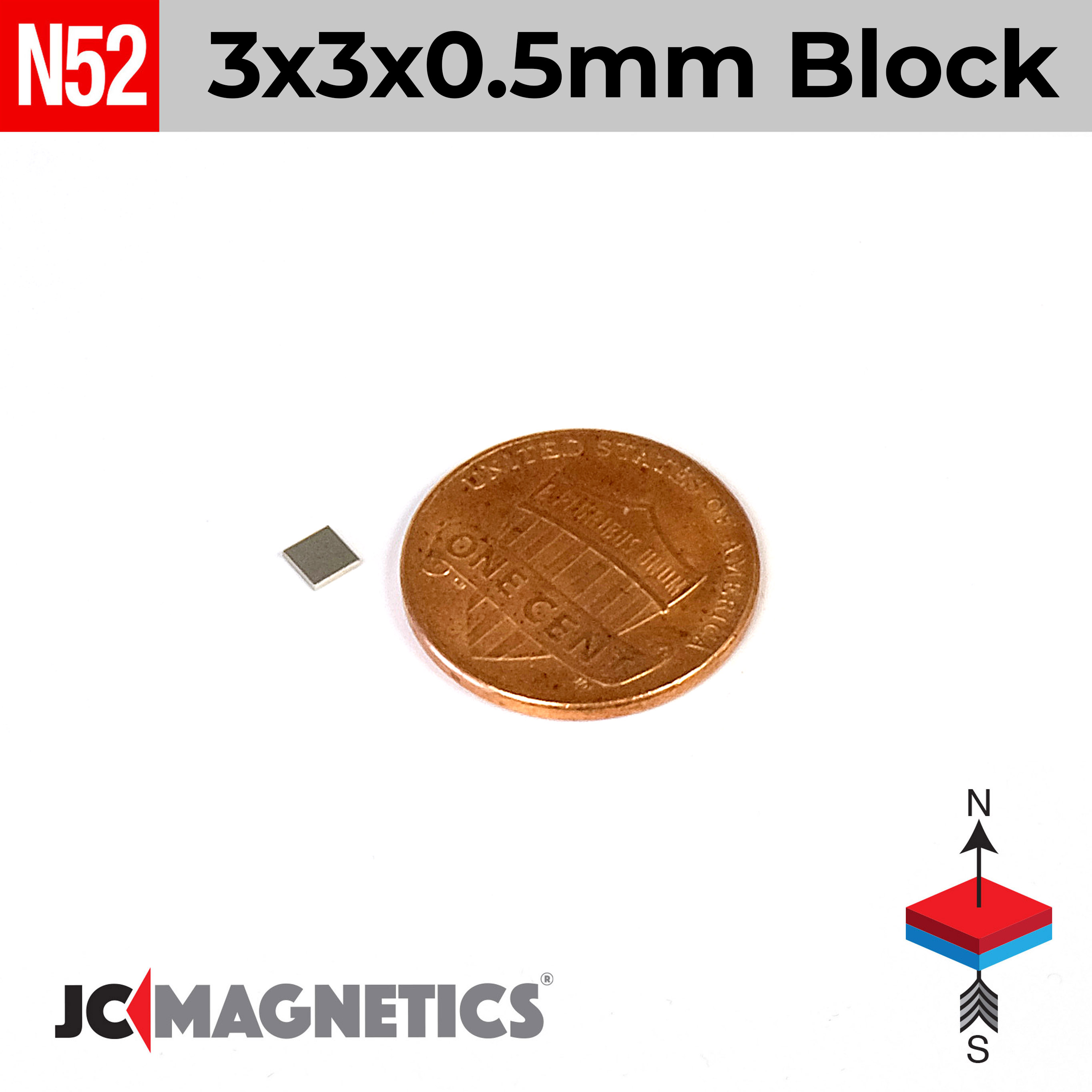 100pcs 3mm x 3mm x 0.5mm - 1/8in x 1/8in x 1/64in N52 Þunnt Fernt kubbar Neodymium segulls 3x3x0.5mm - smámynd 2