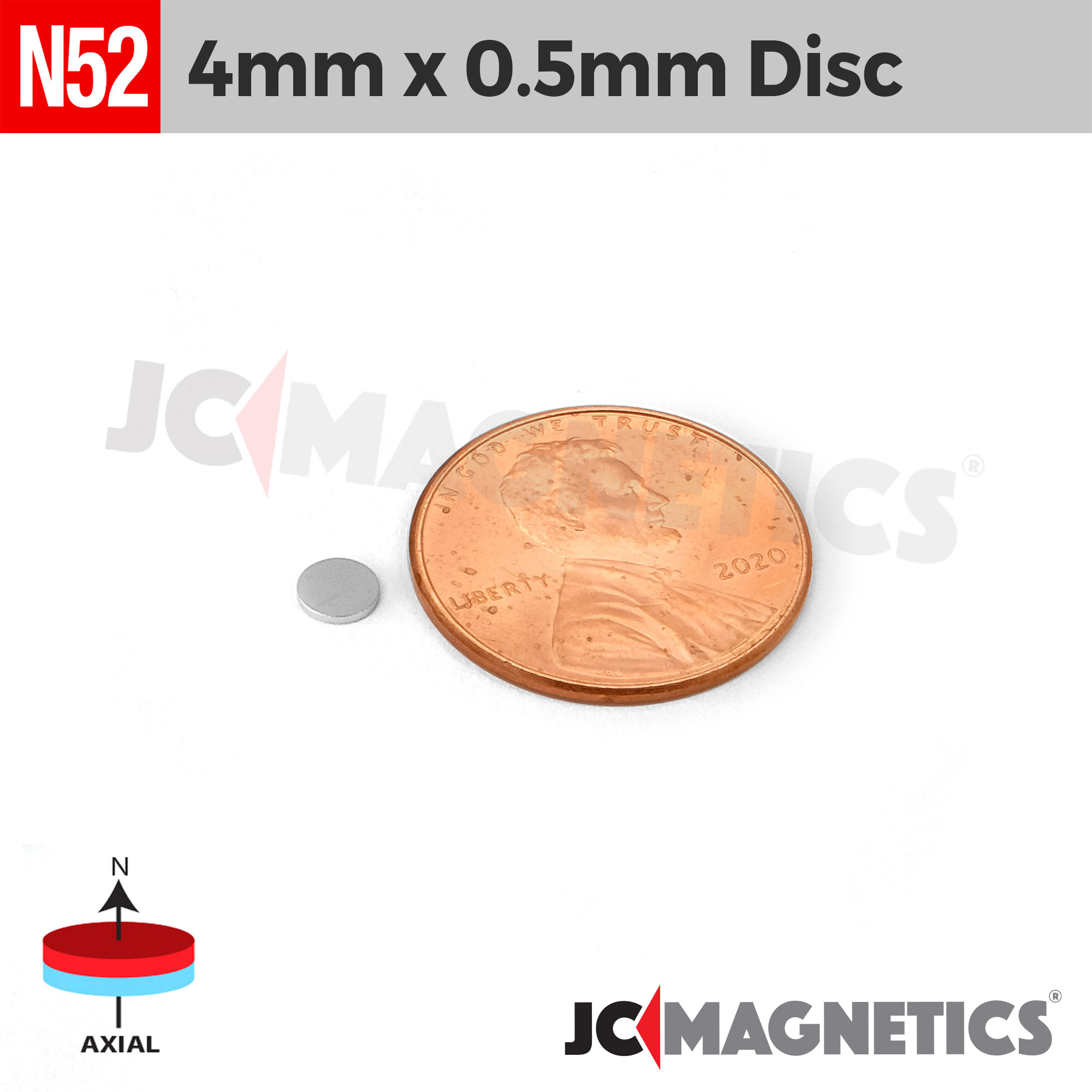 100pcs 4mm x 0.5mm 5/32" x 1/64" N52 Þunnt diskur Neodymium segulls 4x0.5mm - smámynd 2