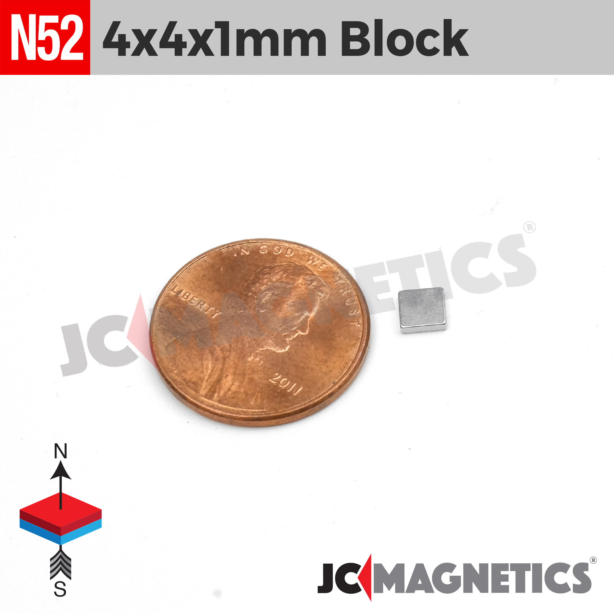 100pcs 4mm x 4mm x 1mm 5/32" x 5/32" x 1/32" N52 Þunnt Fernt kubbar Neodymium segulls 4x4x1mm - smámynd 2