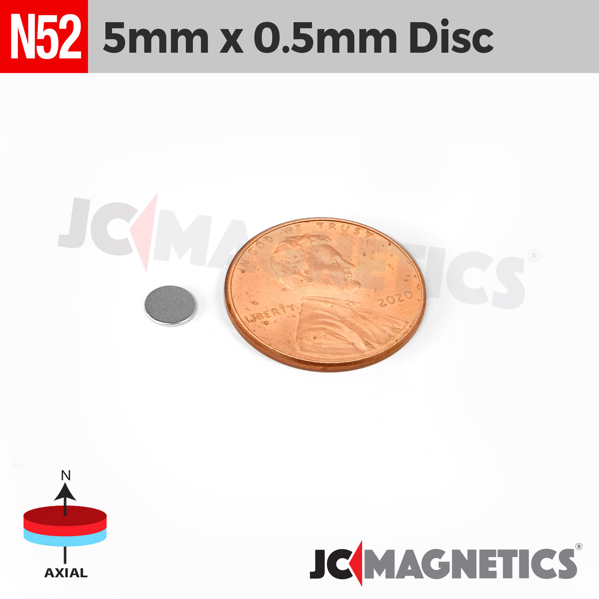 100pcs N52 5mm x 0.5mm 13/64in x 1/64in Þunnt diskur Neodymium segull 5x0.5mm - smámynd 2