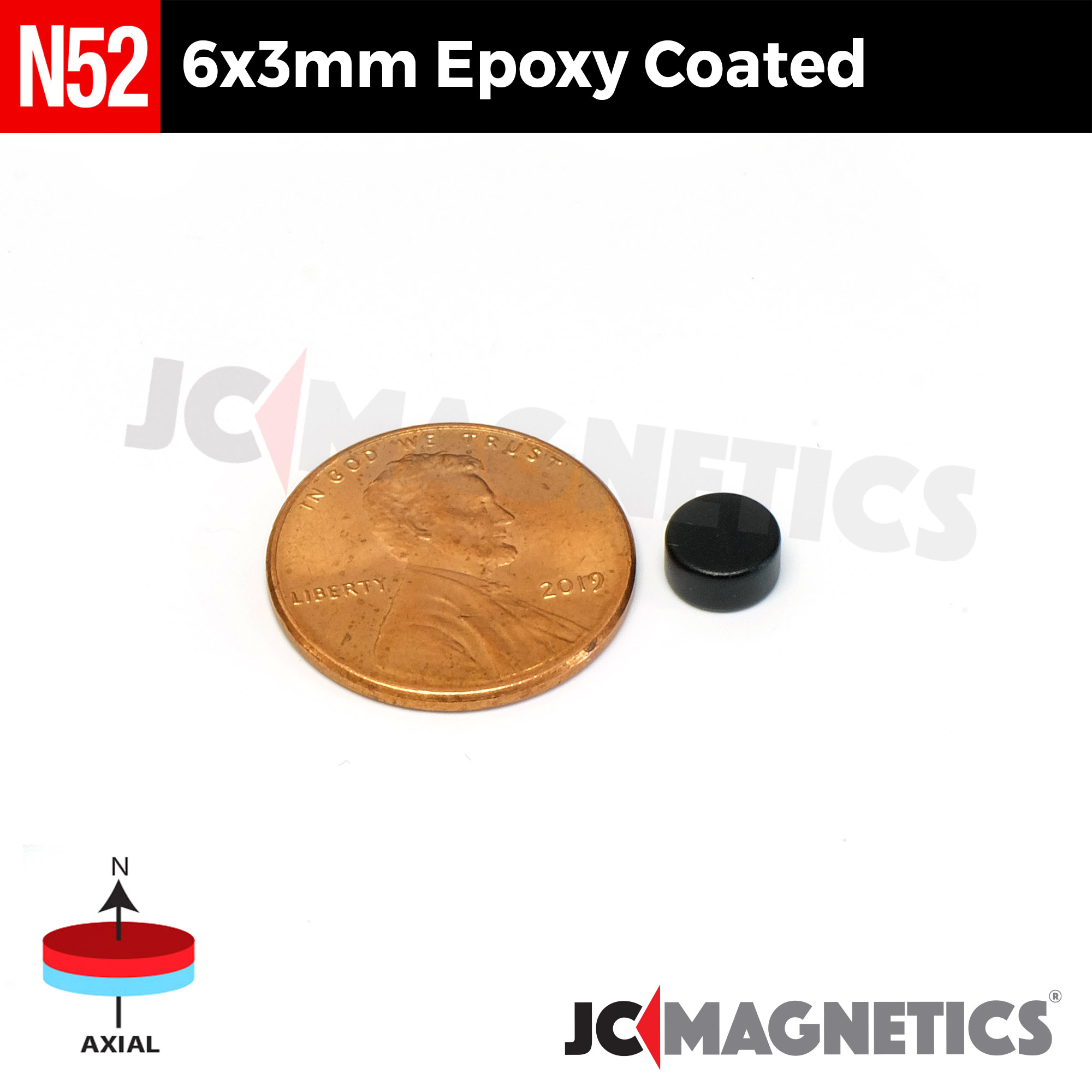 6mm x 3mm 15/64in x 1/8in N52 Epoxýhúðaður diskur Neodymium segull 6x3mm - smámynd 2
