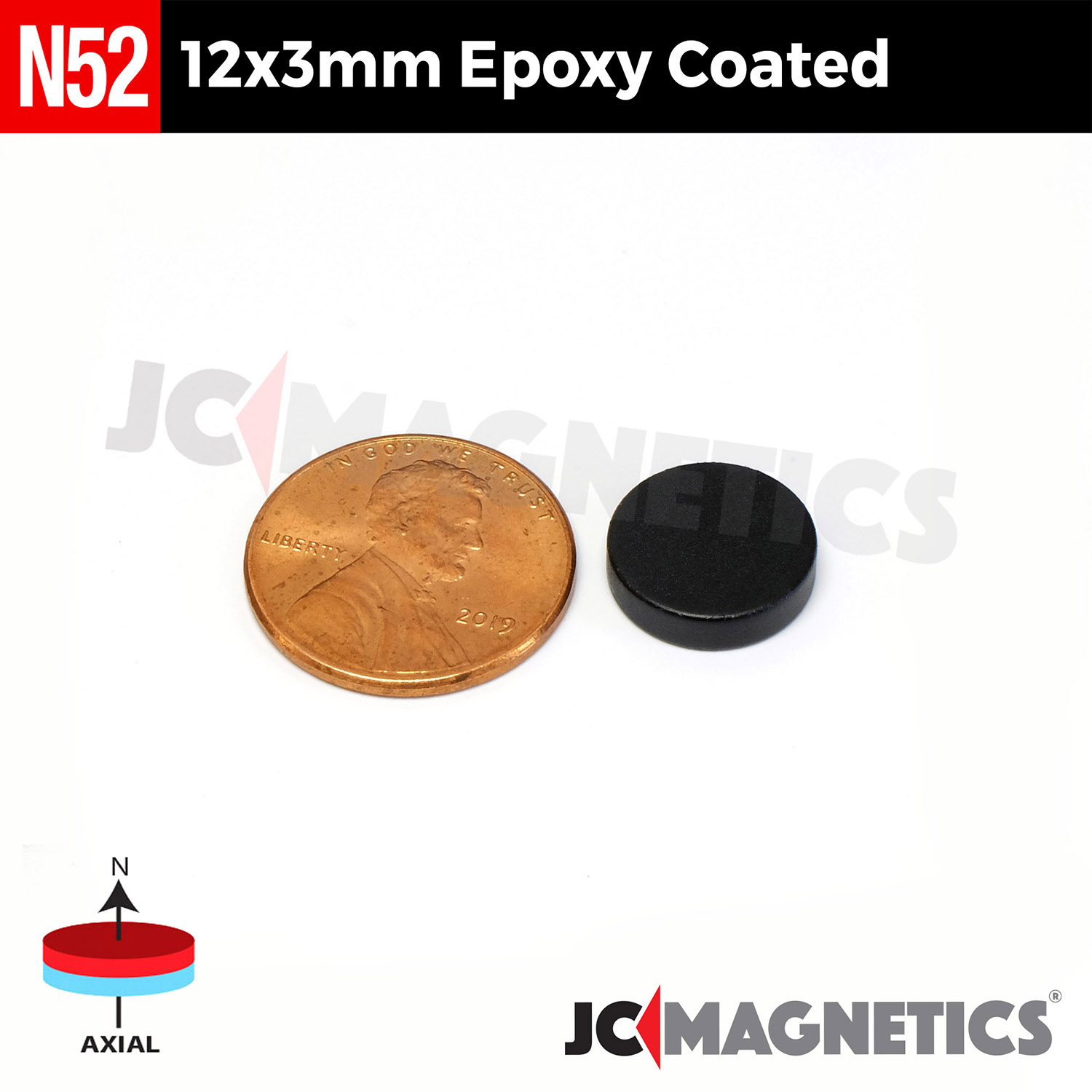 12mm x 3mm 15/32in x 1/8in N52 Epoxýhúðaður diskur Neodymium segull 12x3mm - smámynd 2