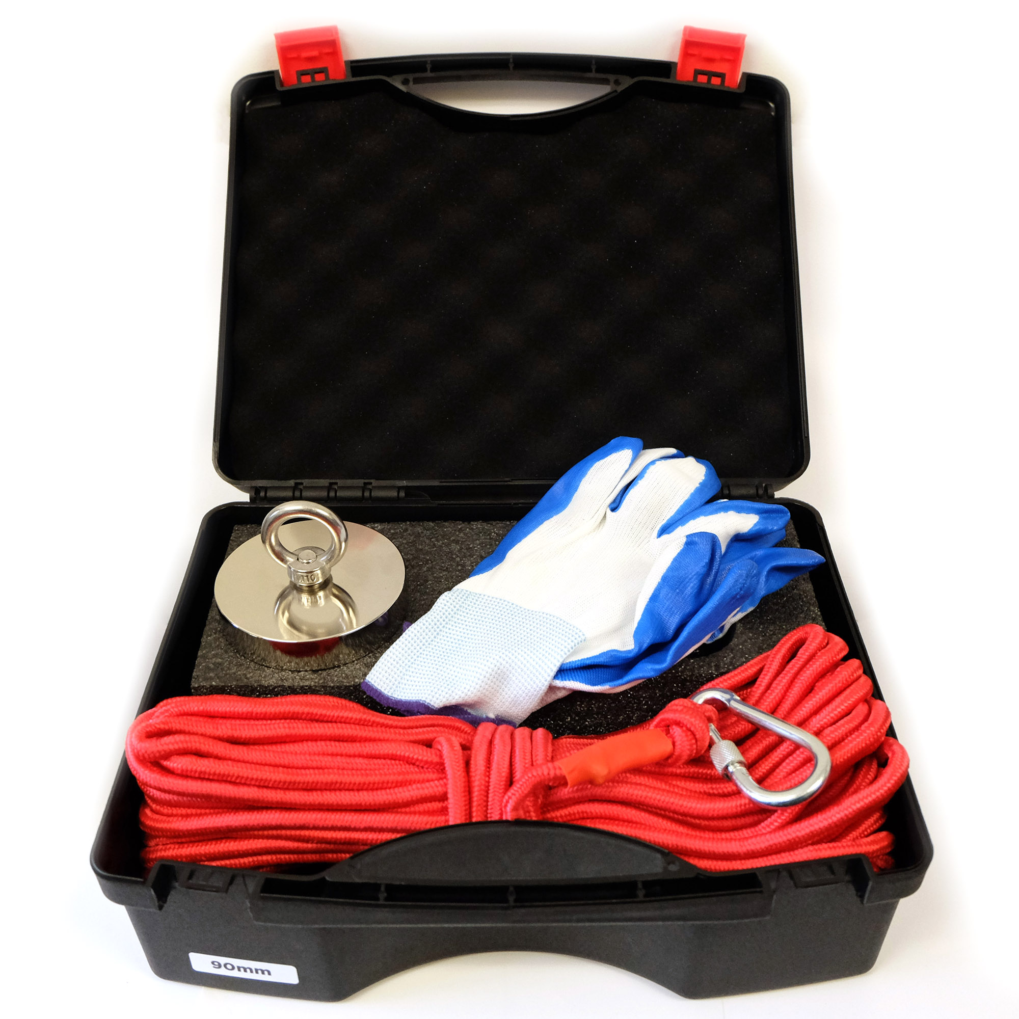 90mm x 18mm 550LB Segulveiðasett - N38 Neodymium, 66ft Rope &amp; Case - smámynd 3